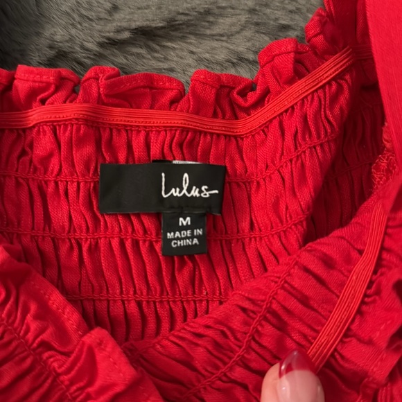 Lulus Ruffle Top - Red - Picture 2 of 2